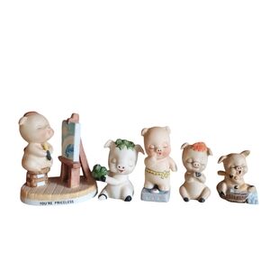 Lot of 5 vintage pig figurines